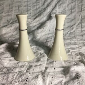 Lenox Ivory China Salt and Pepper Shakers Set Platinum Trim Flared Made in USA